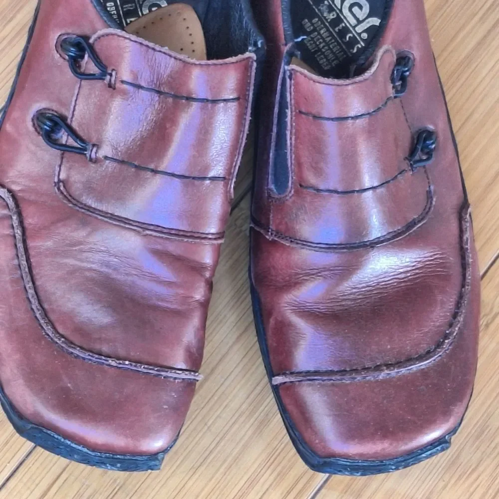 Rieker Celia Antistress Comfort Leather Burgundy Red Slip-On Loafer Flats US 8